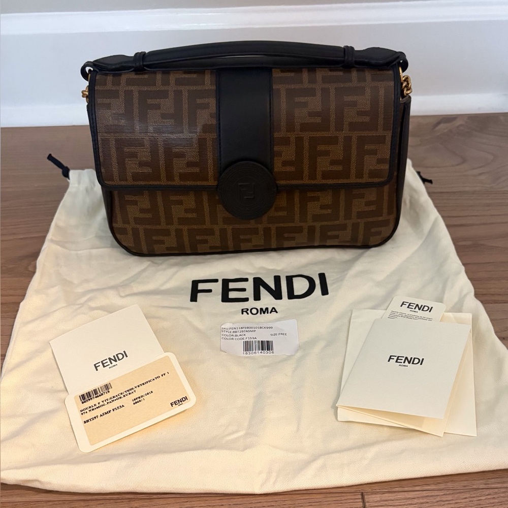 Fendi Brown and Black Logo Crossbody Bag